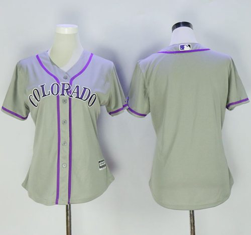 Rockies Blank Grey Women's Road Stitched MLB Jersey - Click Image to Close